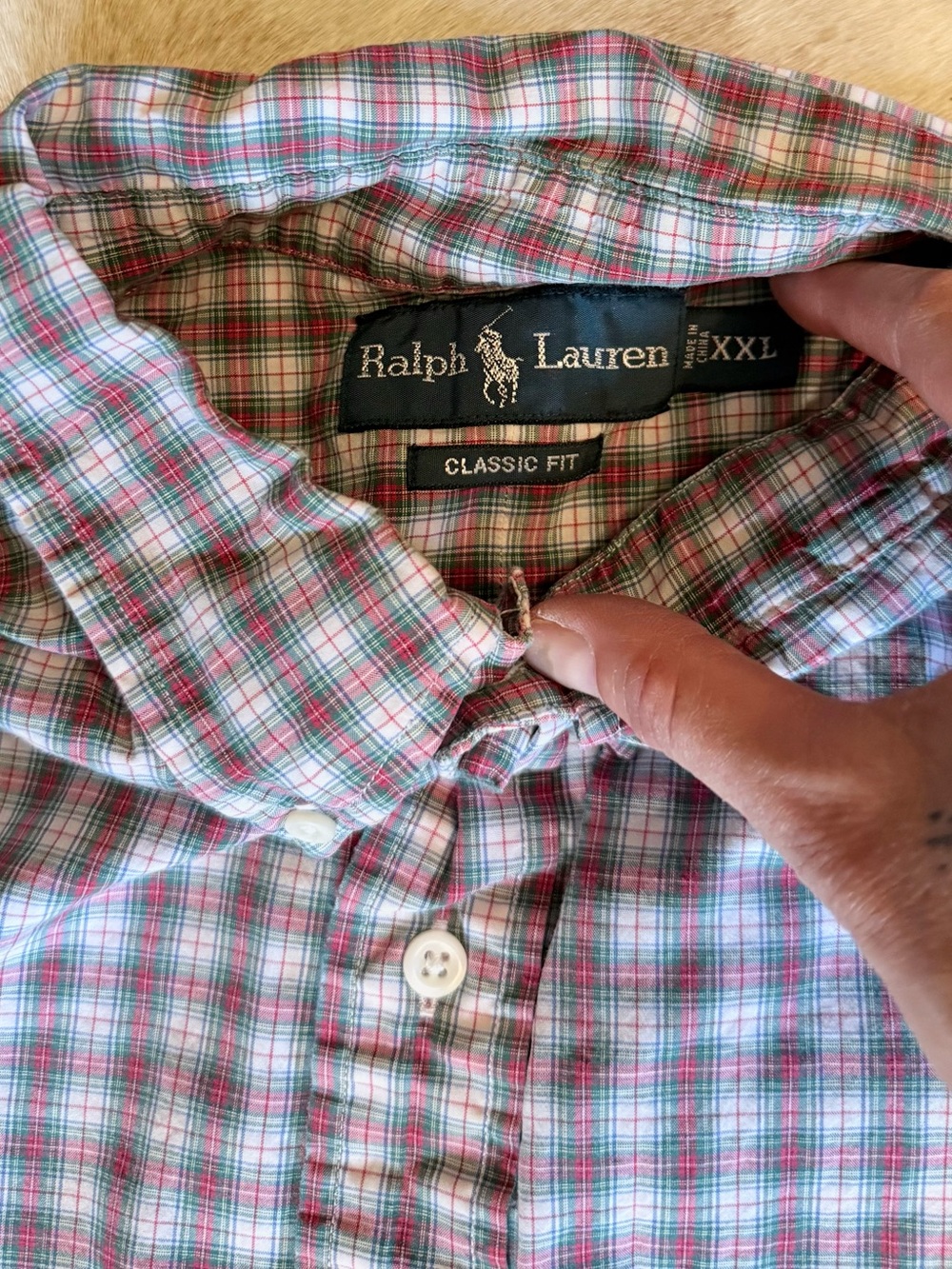 Ralph Lauren Men's Plaid Button-Down Shirt - Red, Green & White